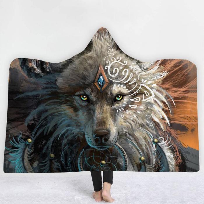 Special Offer: Tribal Ethnic Spiritual Wolf Hooded Blanket
