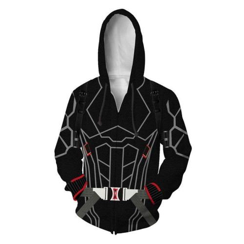 Black Widow Movie Natasha Romanoff Hoodie Jacket Coat Superhero Sweatshirts Black