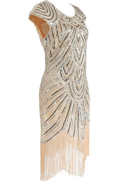 Sequined Fringed Woven Party Dress