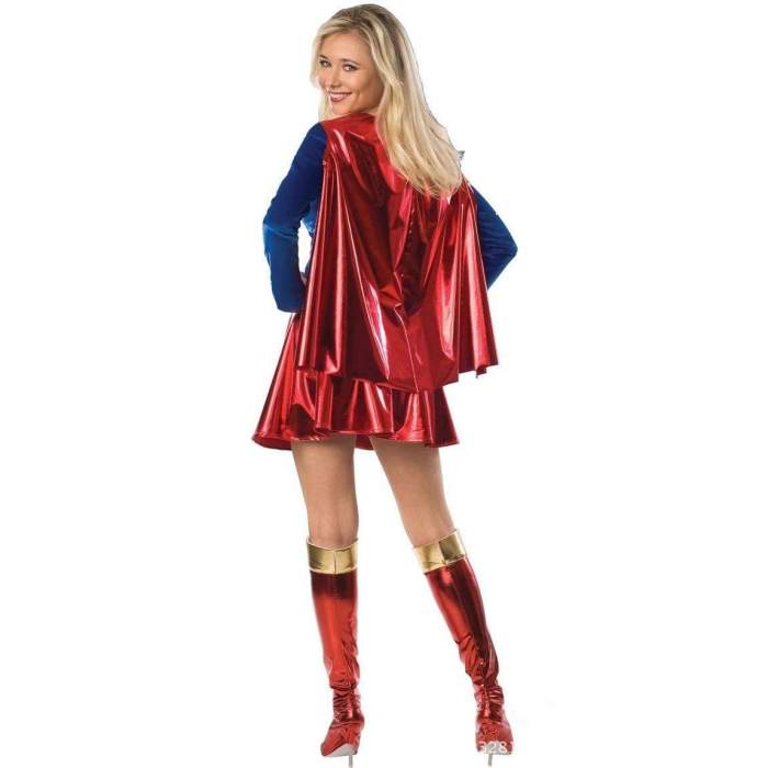 Sexy Slim Superwoman Halloween Cosplay Costume Wonder Woman Costume Long Sleeve Dress with Shawl + Boot Cover Adult Uniforms