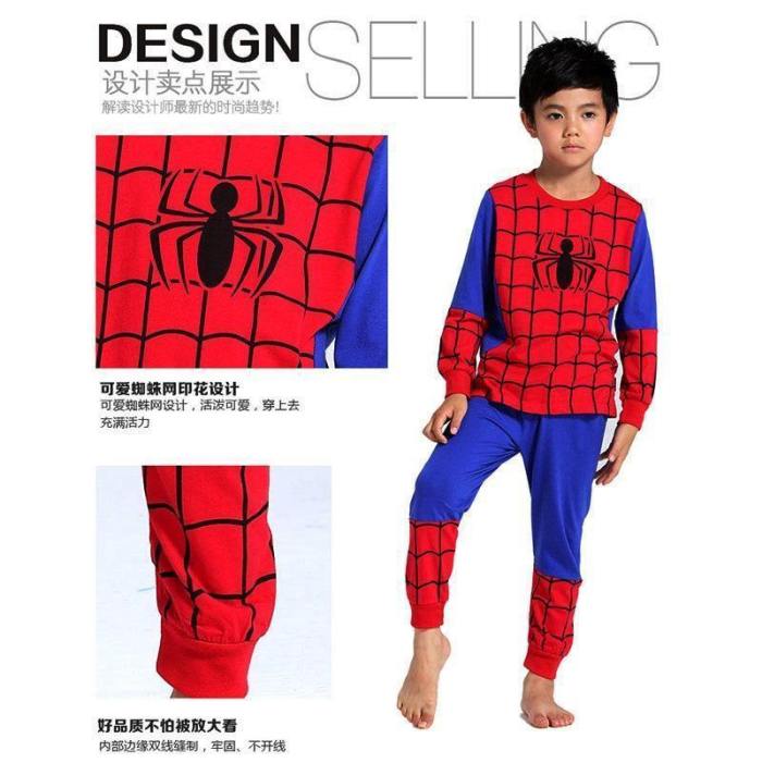 Kids Boy Cotton Sleepwear Spider Man Pajamas Birthday Clothing Costume