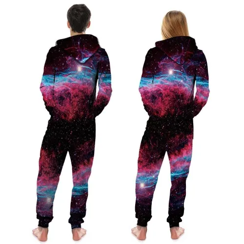 Men'S Women Pizza Cat New Full-Zip Casual Pajamas Jumpsuit