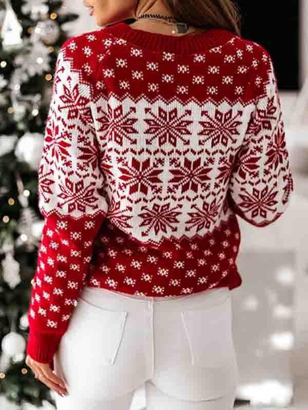 Ugly Christmas Reindeer Snowflake Pullover Sweater