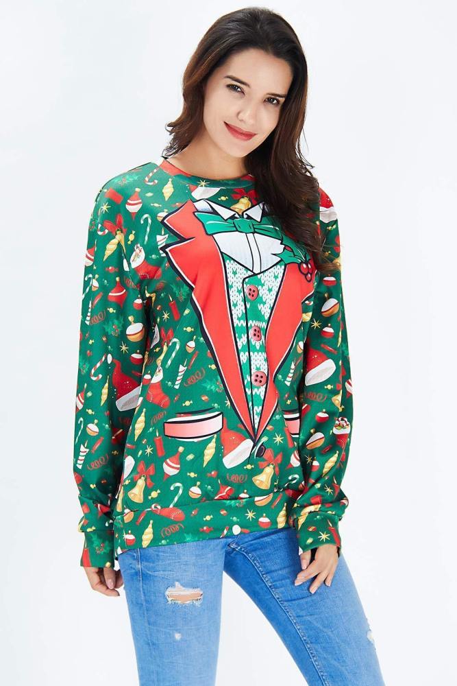 Mens Pullover Sweatshirt 3D Printing Christmas Boots Pattern