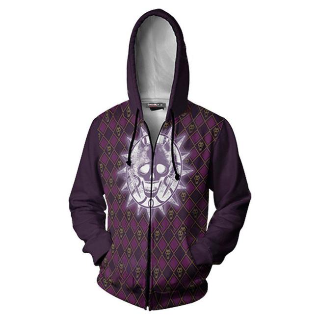 Unisex Jojo'S Bizarre Adventure Hoodies Killer Queen Printed Zip Up Jacket Sweatshirt