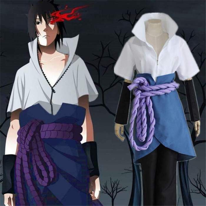 Japanese Anime Naruto Shippuden Clothing Uchiha Sasuke Cosplay Costumes 4th Generation Clothes