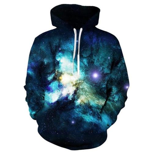 Mens Hoodies 3D Printing Cool Galaxy Printed Pattern Hooded