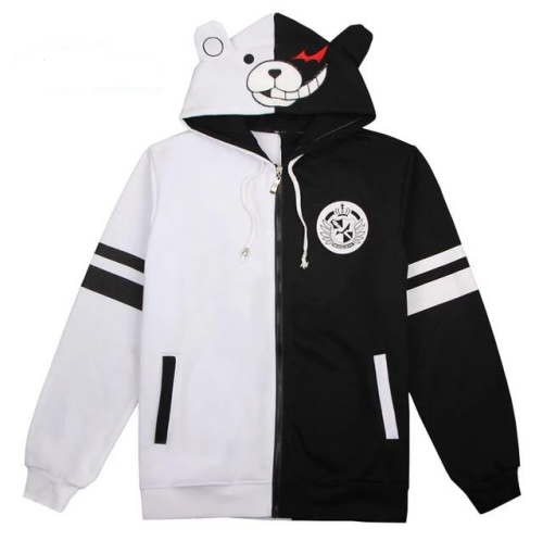 Danganronpa Monokuma Hoodie Hooded Black White Bear Jacket Costumes