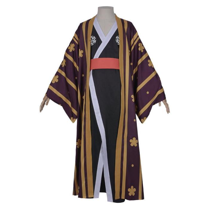 One Piece Trafalgar Law/Trafalgar D Water Law Kimono Robe Full Suit Outfit Halloween Carnival Costume Cosplay Costume