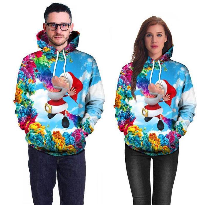 Funny Cartoon Santa 3D Printed Hoodie Sweatshirt Pullover