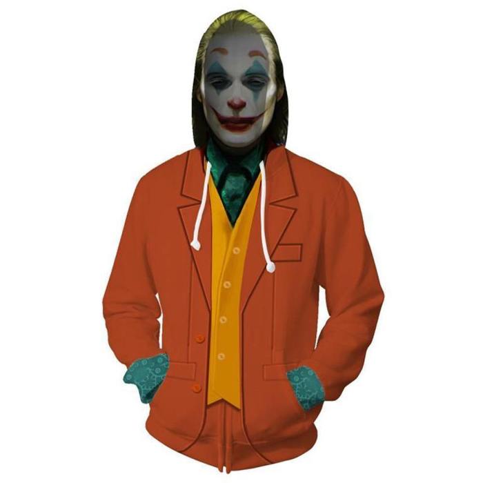 Unisex Arthur Fleck Hoodies  Movie Joker Zip Up 3D Print Jacket Sweatshirt