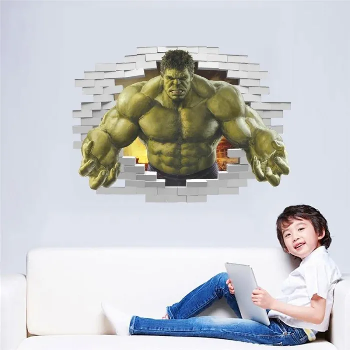 Avengers Hulk Peel Through Wall Sticker 3D Effect Poster Boy'S Gift