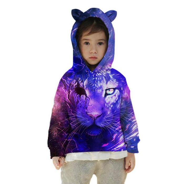 Teens Cute Bear Ear Hoodie 3D Printed Sweatshirt