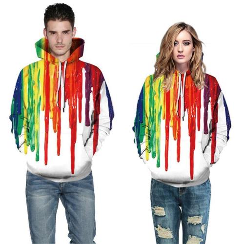 Mens Hoodies 3D Printed Colorful Painting Printing Sweatshirts