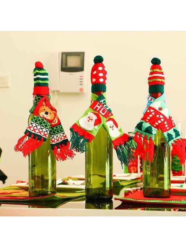 Christmas Wine Bottle Cover Knitted Sweater Xmas Decoration