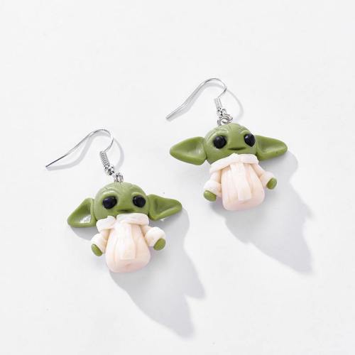 Fashion Handmade Soft Stud 3D Cute Cartoon Baby Yoda Grogu Earrings