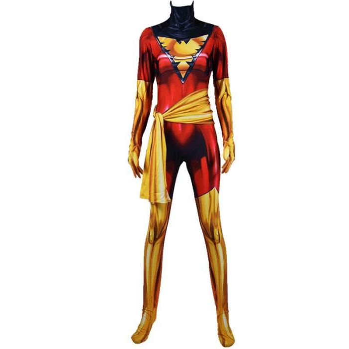 Superhero X-Men Phoenix Jean Grey Cosplay Costume Bodysuit Suit Belt