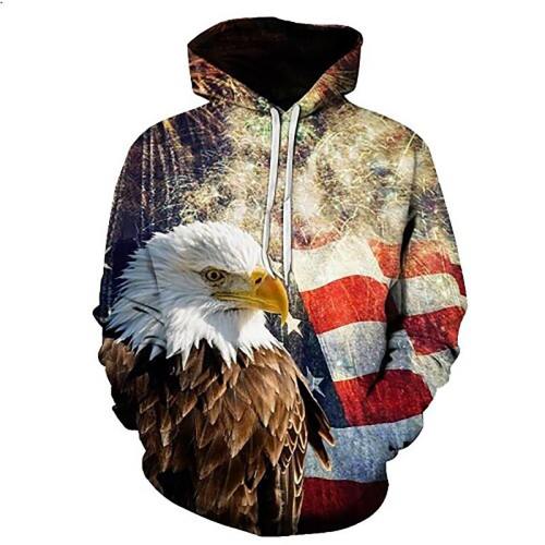 Proud Independence Eagle With Usa American Flag Hoodie