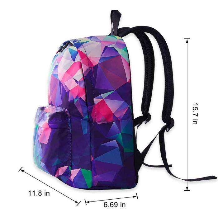 Boys Girls School Backpack Geometric Diamond Printed Rucksack Lightweight