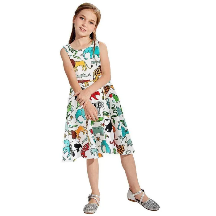 Toddler Girls Summer Animal World Dress