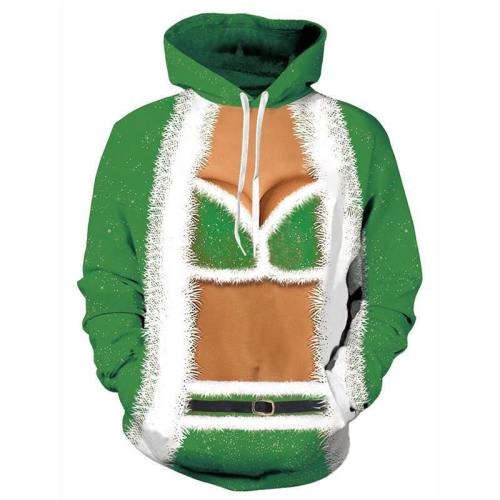 Mens Green Hoodies 3D Printed Christmas Bra Printing Hooded