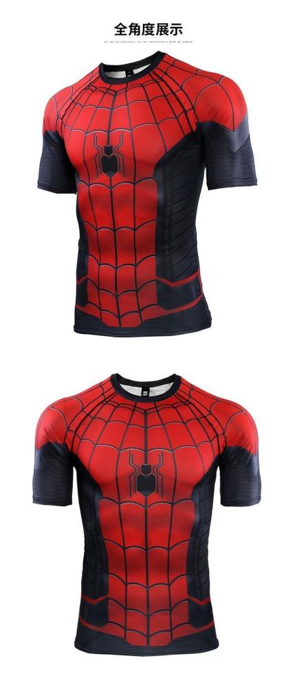 Spider-Man: Far From Home T-Shirt Spider-Man Costume Sport Tights Man Adult Top Spider Superhero Cosplay Costumes Quick-Dry