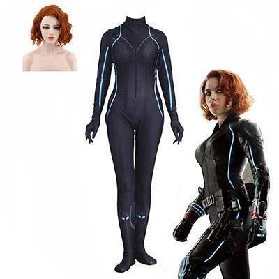 Halloween Black Widow Natalia Wig Jumpsuit Cosplay Woman Costumes