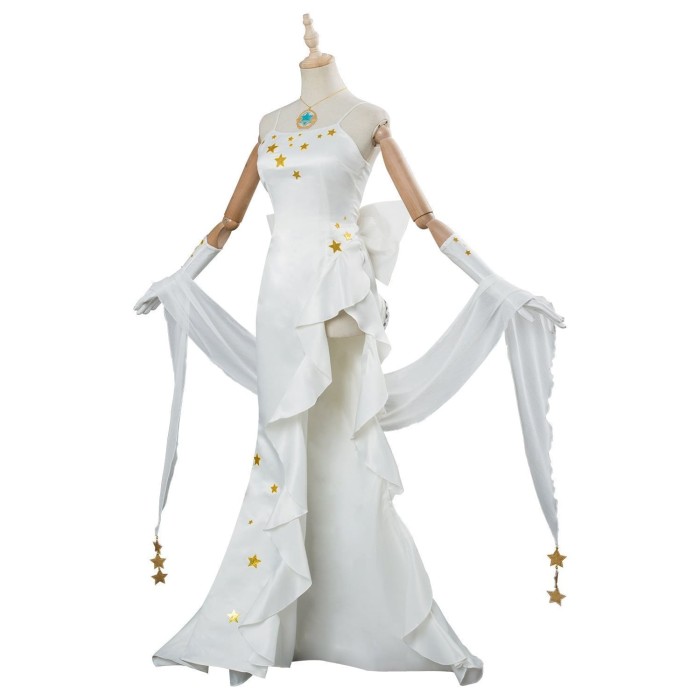 Fate/Grand Order Leonardo Da Vinci Cosplay Costume White Gown