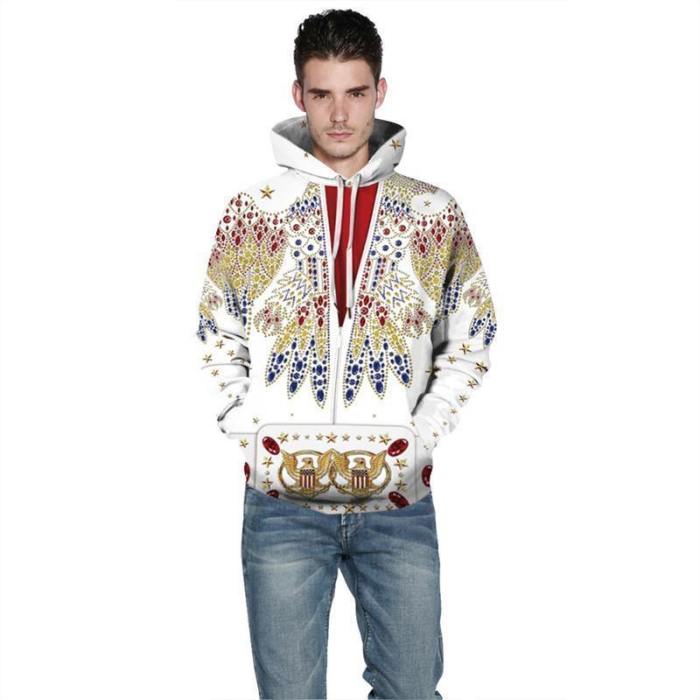 Mens Hoodies 3D Graphic Printed Diamond Bird Pullover Hoody