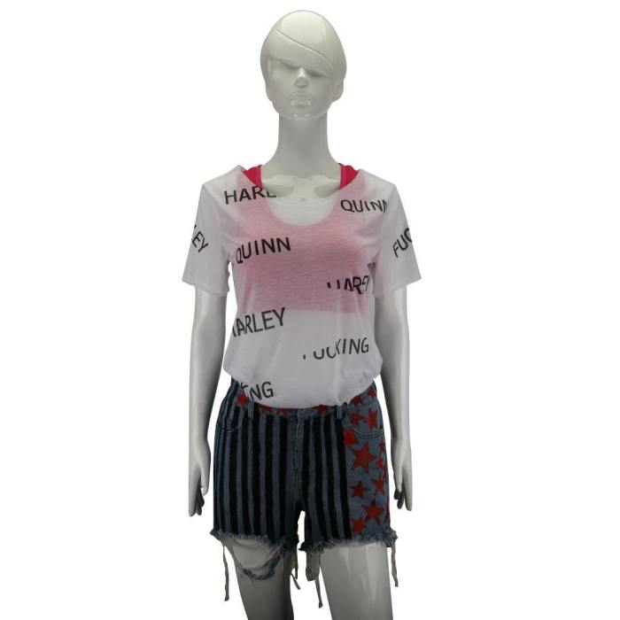 Birds Of Prey Harley Quinn Suicide Squad Cosplay Costumes Vest Short Pants T-Shirt Woman Halloween Costume Party Prop