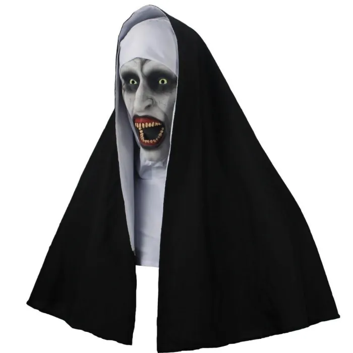 The Nun Horror Mask Cosplay Valak Scary Latex Masks With Headscarf Full Face Helmet Halloween Party Props