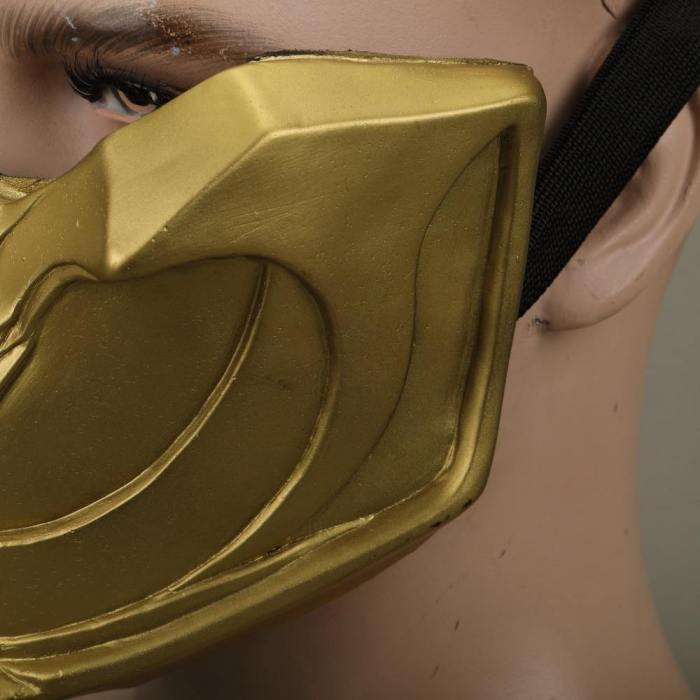 New Mortal Kombat X Scorpion Hanzo Hasashi Sandal Wood Mask Half Face Pvc Masks Adult Men Cosplay Costumes Halloween Mask