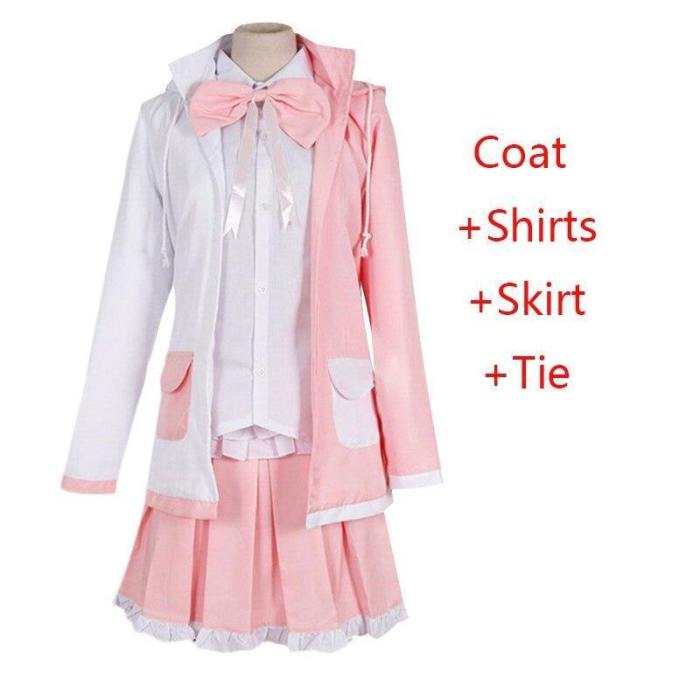 Danganronpa 2 Monomi Pink White Rabbit Uniform Cosplay Costumes Wigs