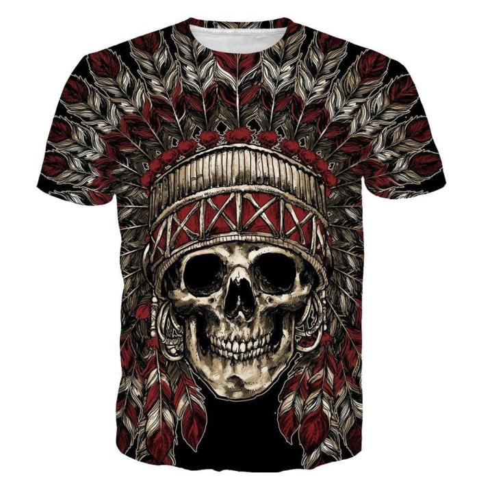 Native American Chief Skull 3D Shirt And Hoodie