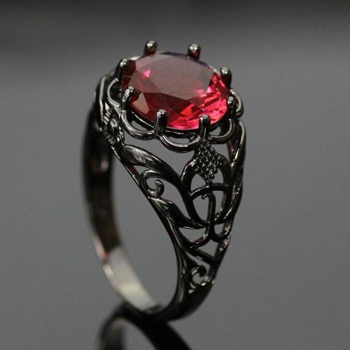 Mysterious Black Gold Plated Ruby Ring