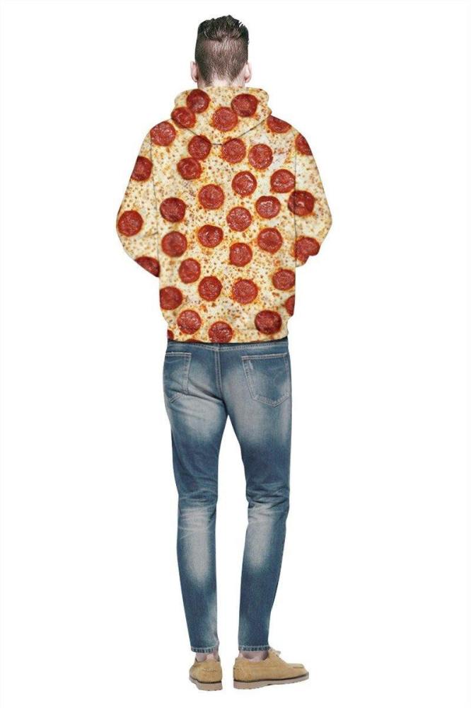 Mens Hoodies 3D Printed Pizza Party Printing Hooded