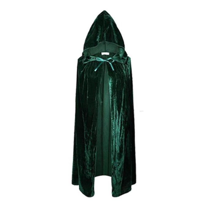 Women/Mens Cloak Velvet Hooded Cape Cosplay Costume Xmas Fancy Dress Hooides Cape Pocho