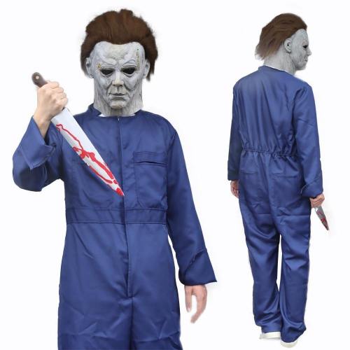 Horror Killer Michael Myers Cosplay Led Latex Helmet Jumpsuit Costumes