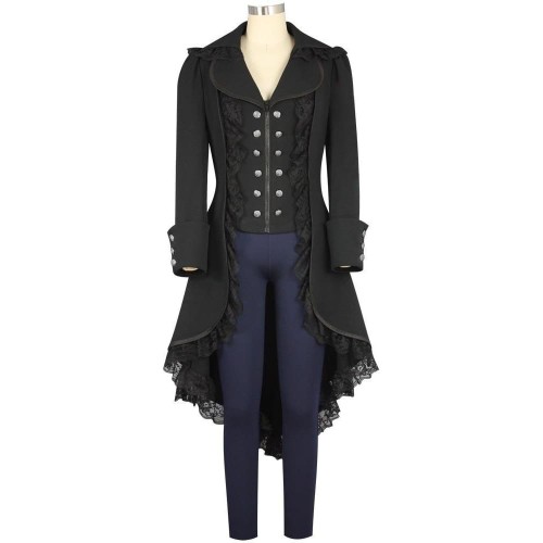 Steampunk Black Tailcoat Victorian Gothic Cosplay Costume Female Ver.