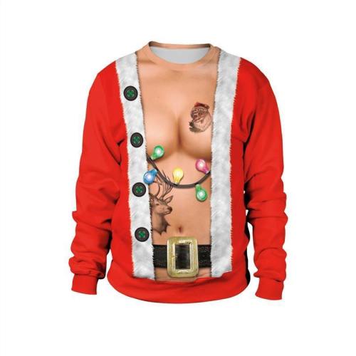 Womens Red Pullover Sweatshirt 3D Graphic Printing Merry Christmas Light Pattern