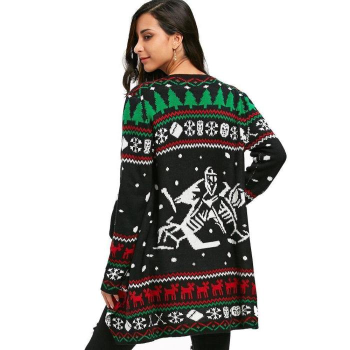 Womens Tunic Knitted Sweaters Xmas Cardigan