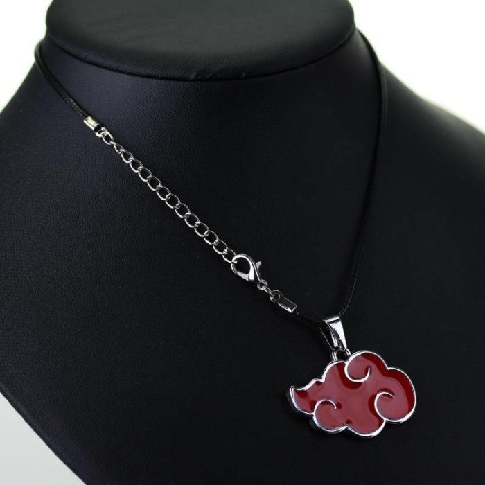 Japanese Anime Naruto Akatsuki Red Cloud Sign Metal Pendant Necklace