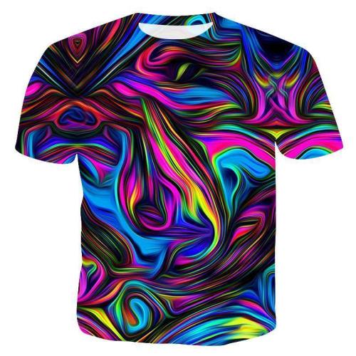 Mens 3D Printing T Shirt Colorful Pattern Shirt