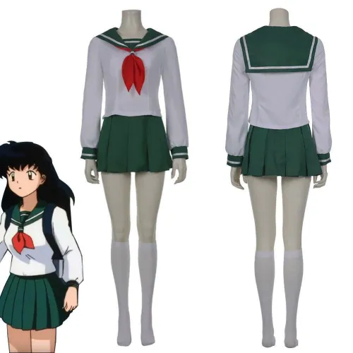 Anime Inuyasha Kagome Higurashi Women Girls Uniform Skirt Outfit Halloween Carnival Costume Cosplay Costume