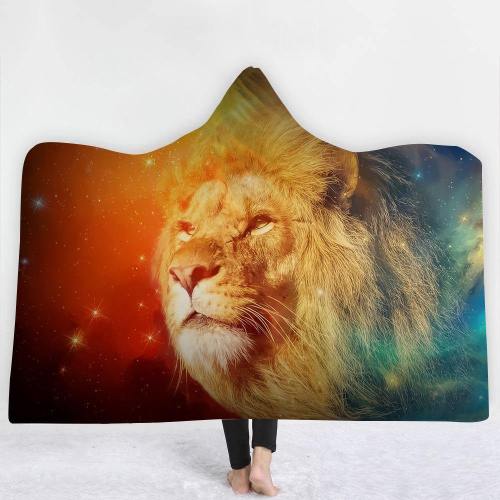 Color Burst Brave Lion Version 2 Hooded Blanket