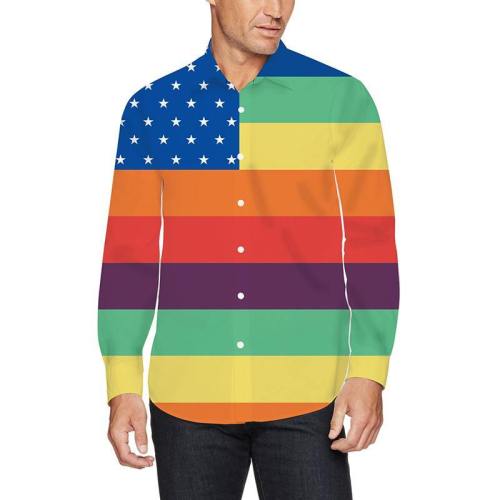 Sale Sale Sale!!! Mens Shirts Colorful Stripe Printed Blouse Shirts