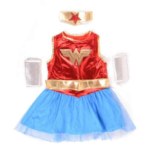 Deluxe Girl Wonder Woman Tutu Dress Outfit Toddler Girls' DC Superhero Fancy Dress with Cloak Halloween Costumes for Kids