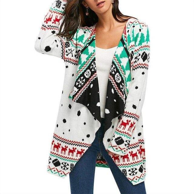 Womens Tunic Knitted Sweaters Xmas Cardigan