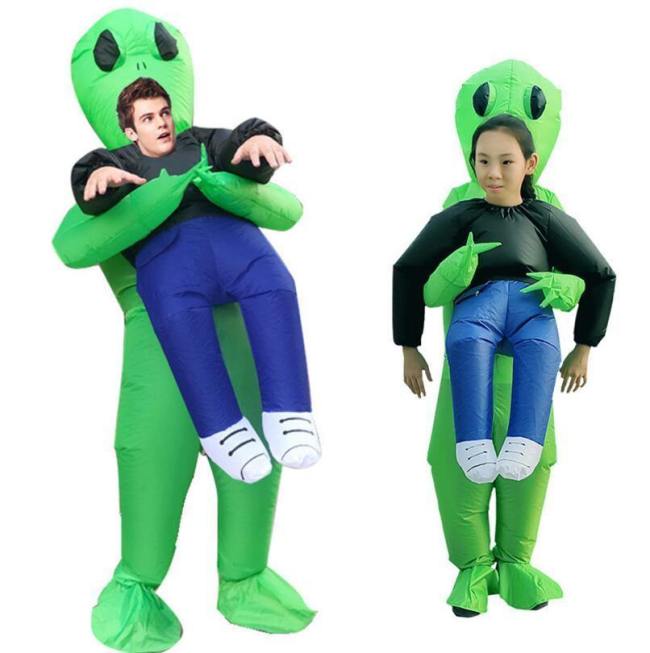 Inflatable Costume Green Alien Adult Kids Funny Blow Up Suit Party Fancy Dress Unisex Costume