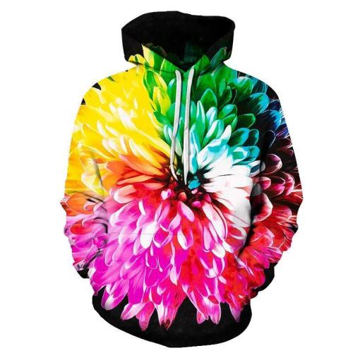 Colorful Rainbow Flower 3D Hoodie Sweatshirt Pullover
